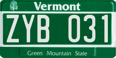VT license plate ZYB031