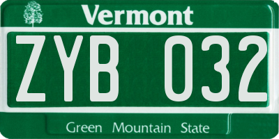 VT license plate ZYB032