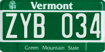 VT license plate ZYB034