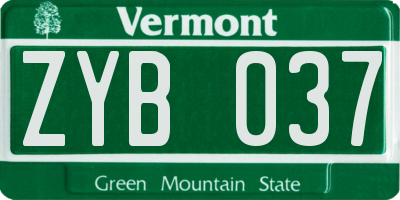 VT license plate ZYB037