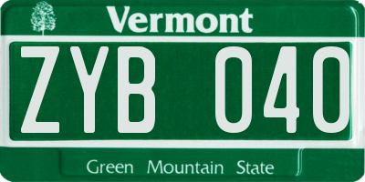 VT license plate ZYB040