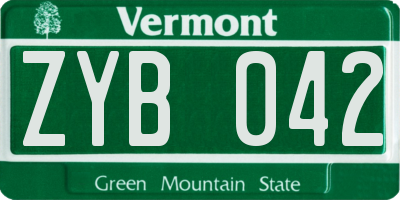 VT license plate ZYB042