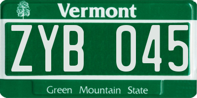 VT license plate ZYB045