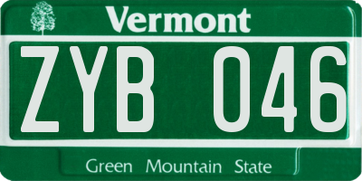 VT license plate ZYB046