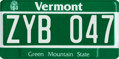 VT license plate ZYB047