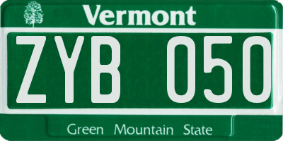 VT license plate ZYB050
