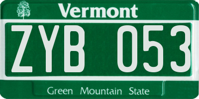 VT license plate ZYB053
