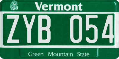 VT license plate ZYB054
