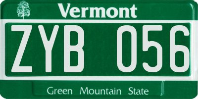 VT license plate ZYB056