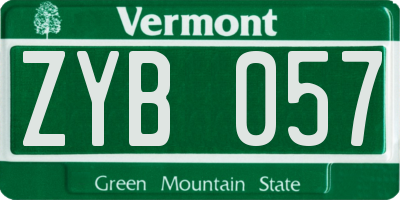 VT license plate ZYB057