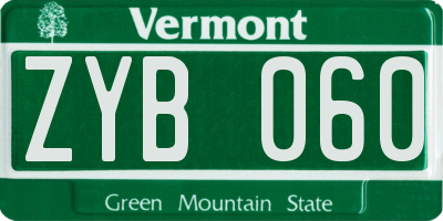 VT license plate ZYB060