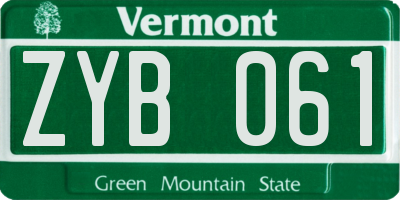 VT license plate ZYB061