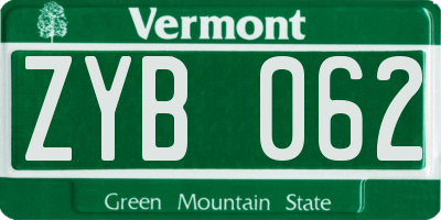 VT license plate ZYB062
