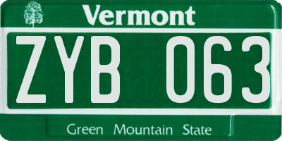 VT license plate ZYB063
