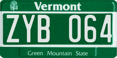 VT license plate ZYB064