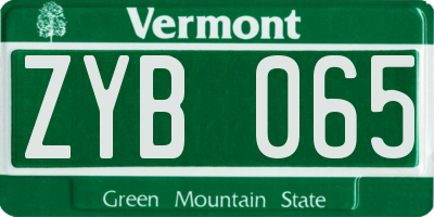 VT license plate ZYB065