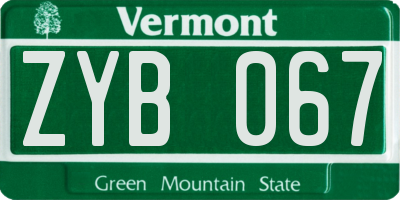 VT license plate ZYB067