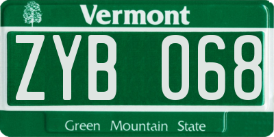 VT license plate ZYB068