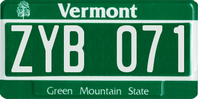 VT license plate ZYB071