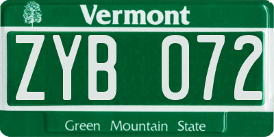 VT license plate ZYB072