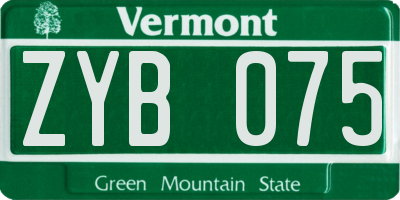 VT license plate ZYB075