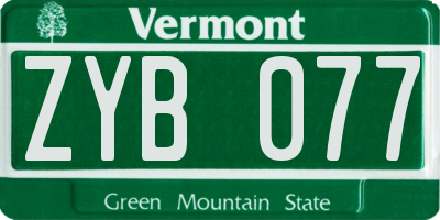 VT license plate ZYB077