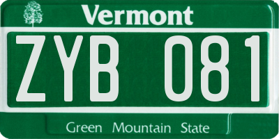 VT license plate ZYB081