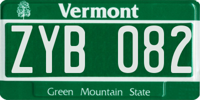 VT license plate ZYB082
