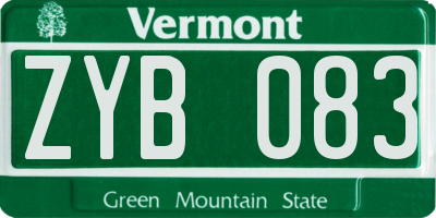 VT license plate ZYB083