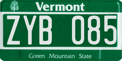 VT license plate ZYB085