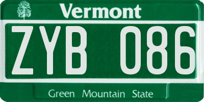 VT license plate ZYB086