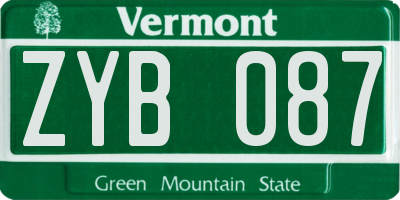 VT license plate ZYB087