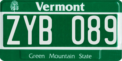 VT license plate ZYB089