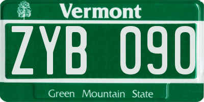 VT license plate ZYB090