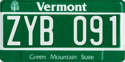 VT license plate ZYB091