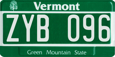 VT license plate ZYB096