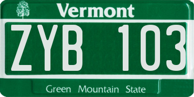 VT license plate ZYB103