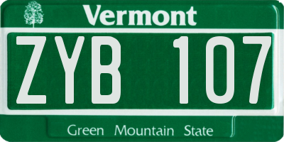 VT license plate ZYB107