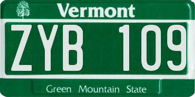 VT license plate ZYB109