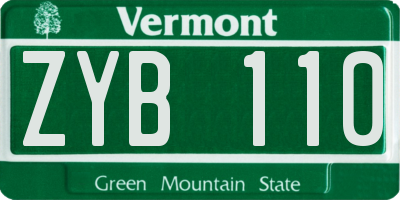 VT license plate ZYB110