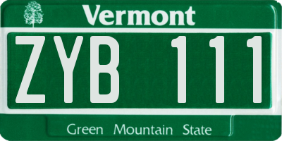 VT license plate ZYB111