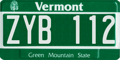 VT license plate ZYB112