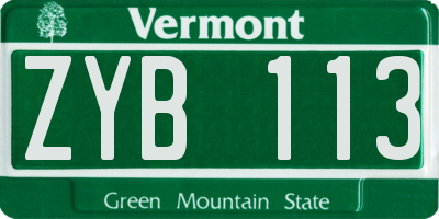 VT license plate ZYB113