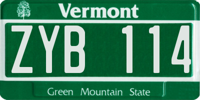 VT license plate ZYB114