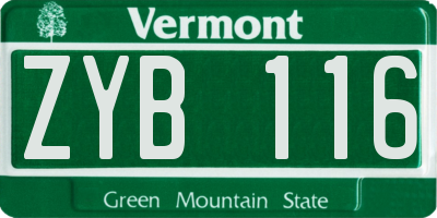 VT license plate ZYB116