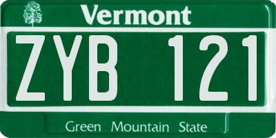 VT license plate ZYB121