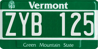 VT license plate ZYB125