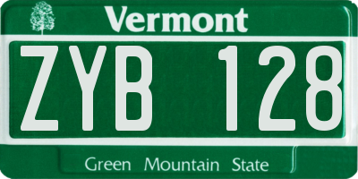 VT license plate ZYB128