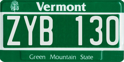 VT license plate ZYB130
