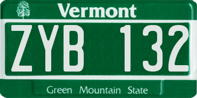 VT license plate ZYB132